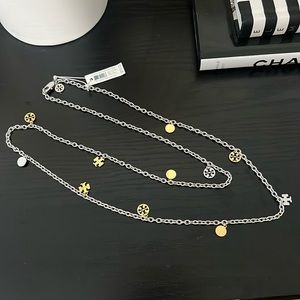 Tory Burch Logo Charm Rosary Necklace NWT